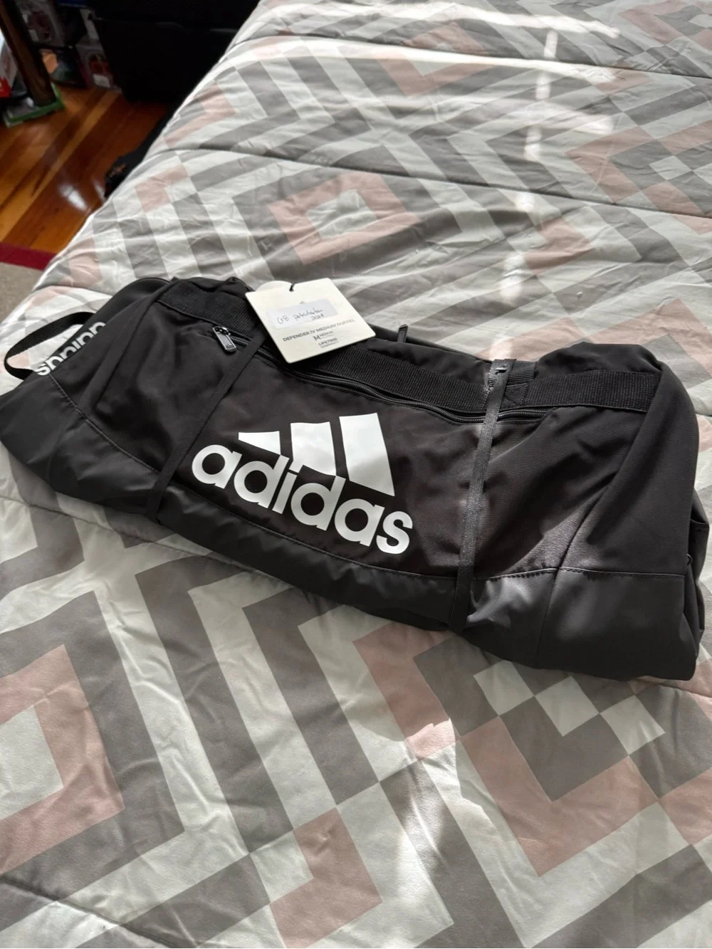 Adidas Black Duffel Bag with White Logo
